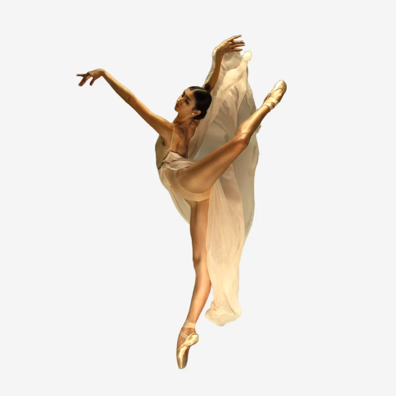 Escuela de Danza y Ballet Clásico en Madrid Centro Bailarina ejecutando una posición avanzada de ballet clásico en Factory Ballet, Madrid