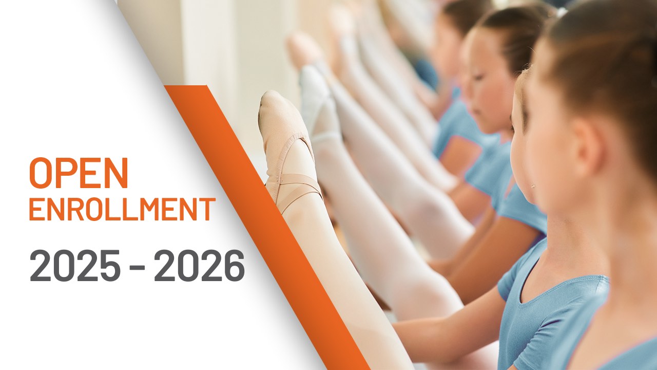 Open enrollment: ballet and creative dance for children 2025–2026 Young girls dancing in a children’s ballet class, promotion for open enrollment 2025–2026